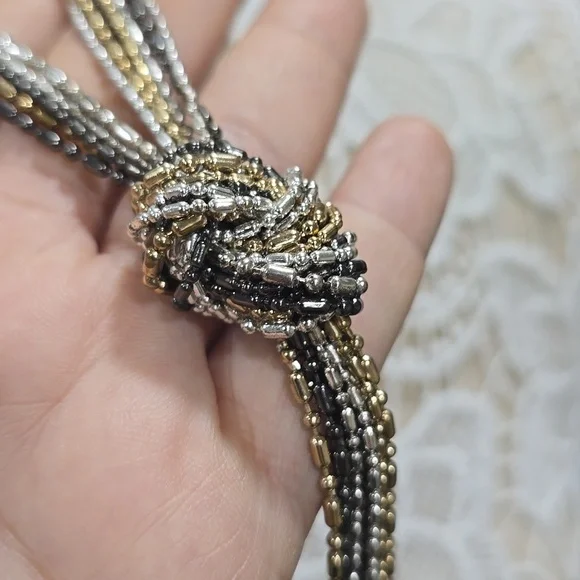 Elegant Multi-strand Knot Lariat Necklace - Picture 3 of 8
